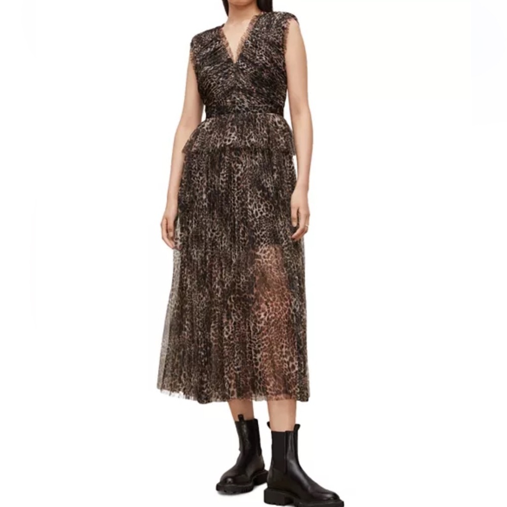 AllSaints Indra Kuku Animal Print Tiered Dress - 2